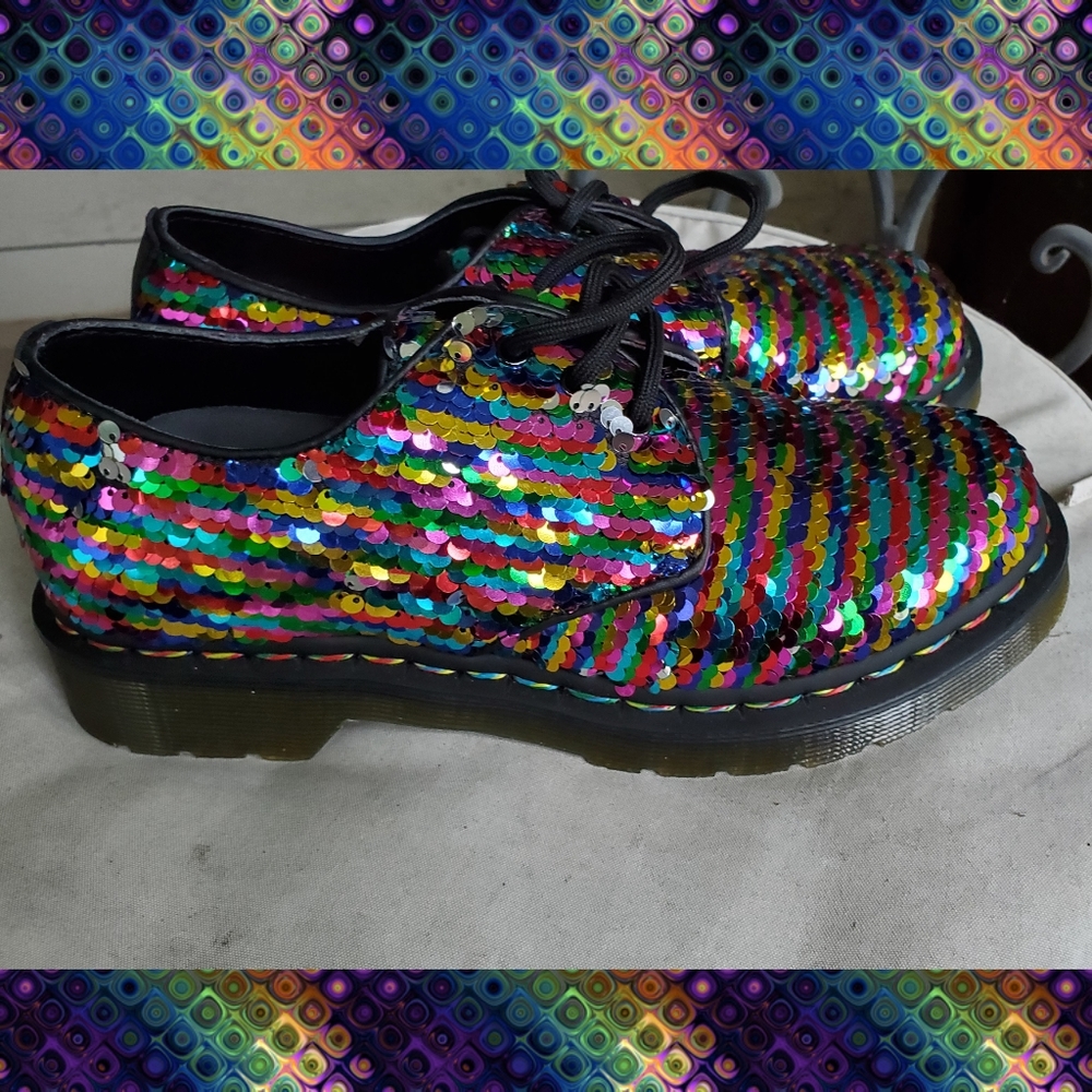 ποΈ Dr Martens 1461 Rainbow Sequins Oxford shoes 7 - Picture 5 of 16